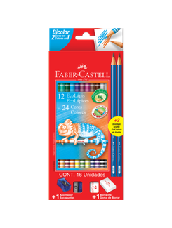 LAPIS DE COR BICOLOR 24 CORES REDONDO - 120612+2N - C/12 - PCT 12 - FABER