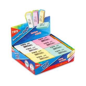 BORRACHA SOFT CORES SORTIDAS - 659497 - CX 24 - TRIS