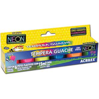 TINTA GUACHE NEON 15ML C/6 CORES - 01006 - PCT 6 - ACRILEX