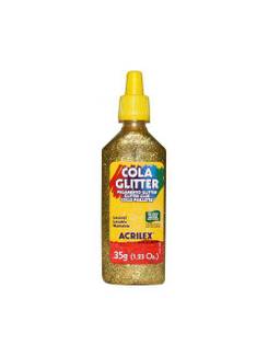 COLA COLORIDA C/GLITER 23G - OURO - CX 12 - ACRILEX