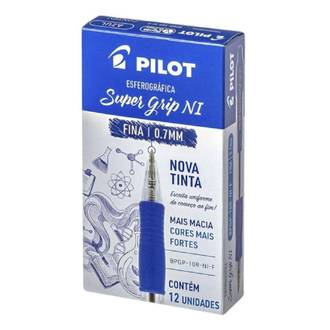 CANETA SUPER GRIP 0.7MM - AZUL - CX 12 - PILOT