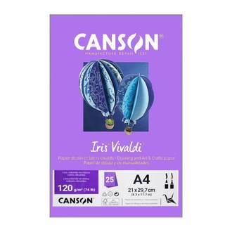 PAPEL IRIS VIVALDE A4 25FLS - 120G - VIOLETA - UN - CANSON