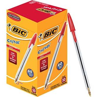 CANETA CRISTAL CLASSICA 1,0MM - VERMELHO - CX 50 - BIC