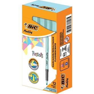 MARCA TEXTO BRITE LINER PASTEL  - AZUL - CX 12 - BIC