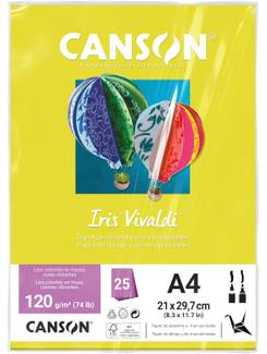 PAPEL IRIS VIVALDE A4 25FLS - 120G - AMARELO CN - UN - CANSON