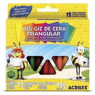 BIG GIZ DE CERA TRIANGULAR 12 CORES - 09312 - PCT 12 - ACRILEX