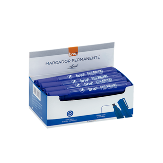 MARCADOR PINCEL PERMANENTE RECARREGAVEL - AZUL - CX 12 - BRW