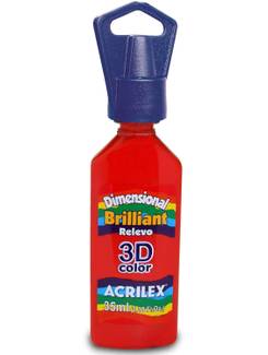 TINTA DIMENSIONAL BRILLIA 35ML 12112  - VERMELHO FOGO - CX 06 - ACRILEX