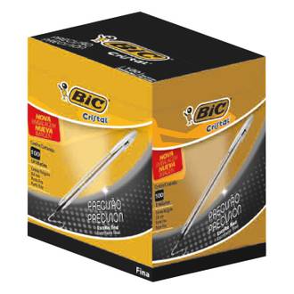 CANETA CRISTAL ESCRITA FINA 0,8MM - PRETO - CX 100 - BIC