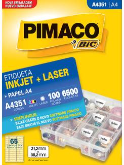 ETIQUETA INKJET/LASER A4 100FL - A4351 - 21X38 - UN - PIMACO
