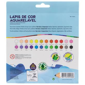 LAPIS DE COR AQUARELAVEL 24 CORES - C/PINCEL - C/24 - UN - ACRILEX