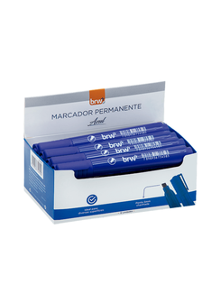 MARCADOR PINCEL PERMANENTE RECARREGAVEL - AZUL - CX 12 - BRW