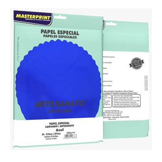 PAPEL LAMINADO A4 10FLS - 250G - 302070045 - AZUL - UN - MASTERPRINT