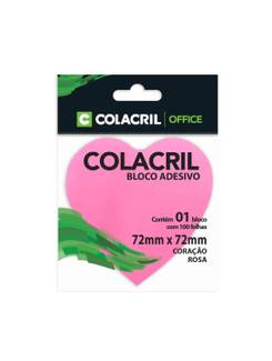 BLOCO ADESIVO CORACAO 100F - 72X72MM - 301A11C661C - ROSA - UN - COLACRIL