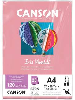 PAPEL IRIS VIVALDE A4 25FLS - 120G - ROSA CLARO - UN - CANSON