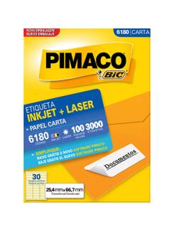ETIQ INKJET/LASER CARTA 100FL - 6180 - 25X66 - UN - PIMACO