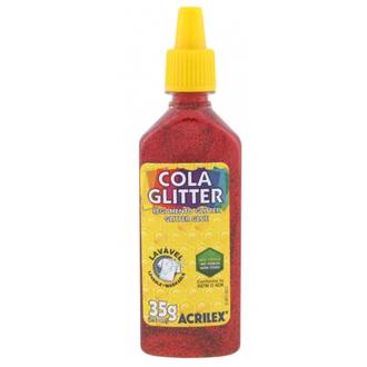 COLA COLORIDA C/GLITER 23G - VERMELHO - CX 12 - ACRILEX