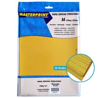 PAPEL PEROLIZADO A4 20FLS - 180G - 302070048 - DOURADO - UN - MASTERPRINT