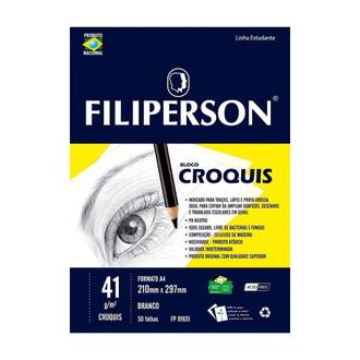 BLOCO CROQUIS A4 50FL - 41G - 01651 - BRANCO - UN - FILIPERSON