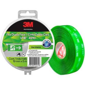 FIXA DUP FACE VHB C/ ESTOJO 19X5 - 4910 - TRANSPARENTE - UN - 3M