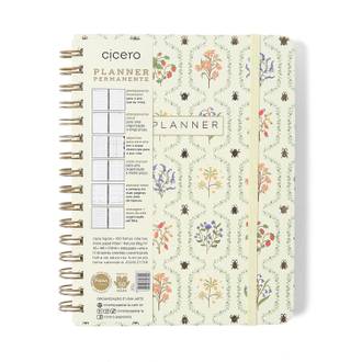 PLANNER PERMANENTE ESPIRAL A5 / JARDIM OFF WHITE - UN - CICERO