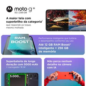 SMART MOTO G35 5G XT2433-2 OCTA-CORE/256GB/12GB/8MP/6.7P - CINZA - UN - MOTOROLA