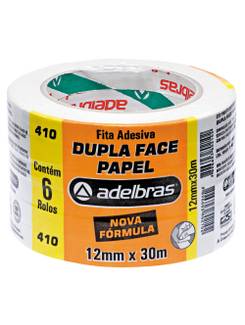 FITA DUPLA FACE DE PAPEL 12X30 - 410 - BRANCA - PCT 6 - ADELBRAS