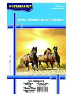 PAPEL GLOSSY ADESIVO A4 20FLS - 130G - 302010008 - UN - MASTERPRINT