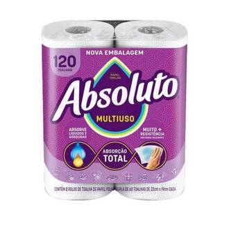 PAPEL TOALHA FOLHA DUPLA C/2 - 20X20 - 60FLS - UN - ABSOLUTO