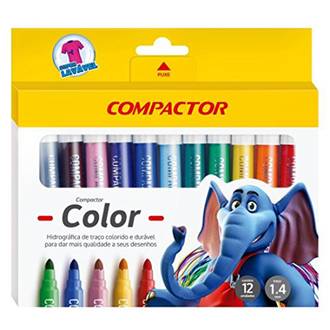 CANETA HIDROGRAFICA COLOR C/12 CORES - UN - COMPACTOR
