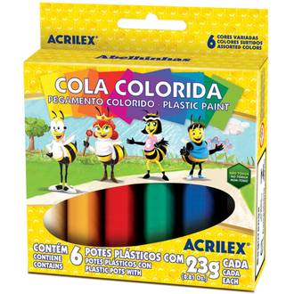 COLA COLORIDA 6 CORES 23G CADA - PCT 12 - ACRILEX