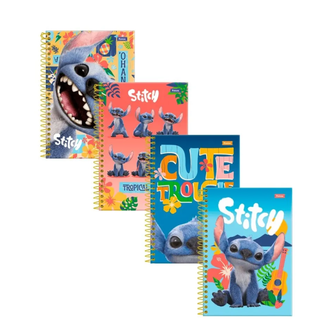 CADERNO COLEGIAL CAPA DURA 10X 160FLS - 3370720 - STITCH - PCT 4 - FORONI