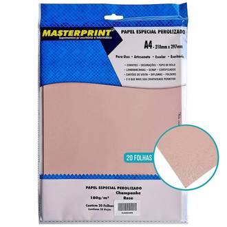 PAPEL PEROLIZADO A4 20FLS - 180G - 302070052 - CHAMP ROSE - UN - MASTERPRINT