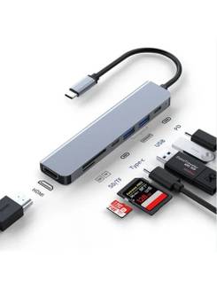 HUB 7 PORTAS TIPO C LOTUS USB 3.0/2.0/HDTV/SD/TF - 9618 - UN - MD9