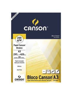 BLOCO DESENHO A3 20FL - 200G - BRANCO - UN - CANSON