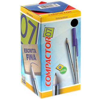 CANETA COMPACTOR 0,7MM - AZUL - CX 100 - COMPACTOR