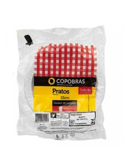 PRATO DESCARTAVEL C/10 PS - 15CM - REDONDO - BRANCO - UN - COPOBRAS