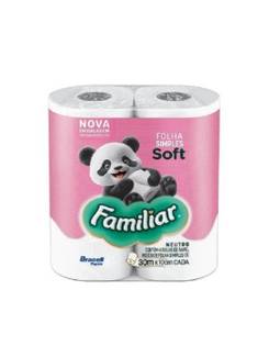 PAPEL HIGIENICO FOLHA SIMPLES C/4 - 30M - NEUTRO - SOFT - UN - FAMILIAR