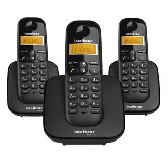 TELEFONE SEM FIO TS3113 + 2 RAMAIS ADICIONAIS COM IDENTIFICADOR DE CHAMADAS - INTELBRAS - PRETO - UN - INTELBRAS