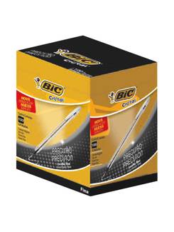 CANETA CRISTAL ESCRITA FINA 0,8MM - PRETO - CX 100 - BIC