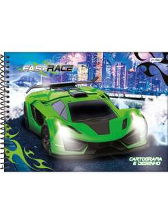CADERNO DESENHO CAPA DURA 80FLS - ESPIRAL - FAST RACE - PCT 4 - JANDAIA