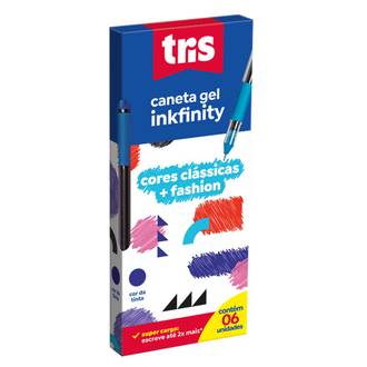 CANETA GEL INKFINITY CLASSICA 683287 - AZUL - DPL 6 - TRIS