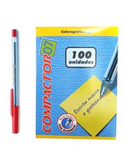 CANETA COMPACTOR 0,7MM - VERMELHO - CX 100 - COMPACTOR