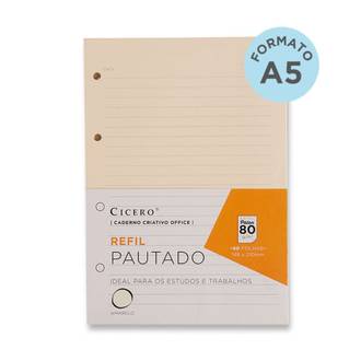 REFIL PAUTADO 80G A5 40FLS - UN - CICERO
