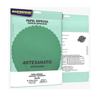 PAPEL LAMINADO A4 10FLS - 250G - 302070044 - VERDE - UN - MASTERPRINT