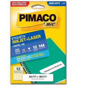 ETIQUETA INKJET/LASER A5 12FL - A5Q-2372 - 22X90 - UN - PIMACO