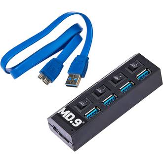 HUB 4 PORTAS USB 3.0 C/ INTERRUPTOR - 7873 - UN - MD9