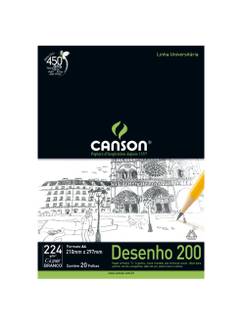 BLOCO DESENHO A4 20FL - 200G - BRANCO - UN - CANSON