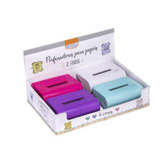 PERFURADOR PLASTICO 2 FUROS 15FLS - COLOR - PF2001 - DPL 4 - BRW