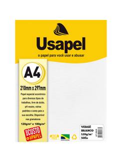 PAPEL VERGE A4 50FLS - 120G - 25026 - BRANCO - UN - USAPEL